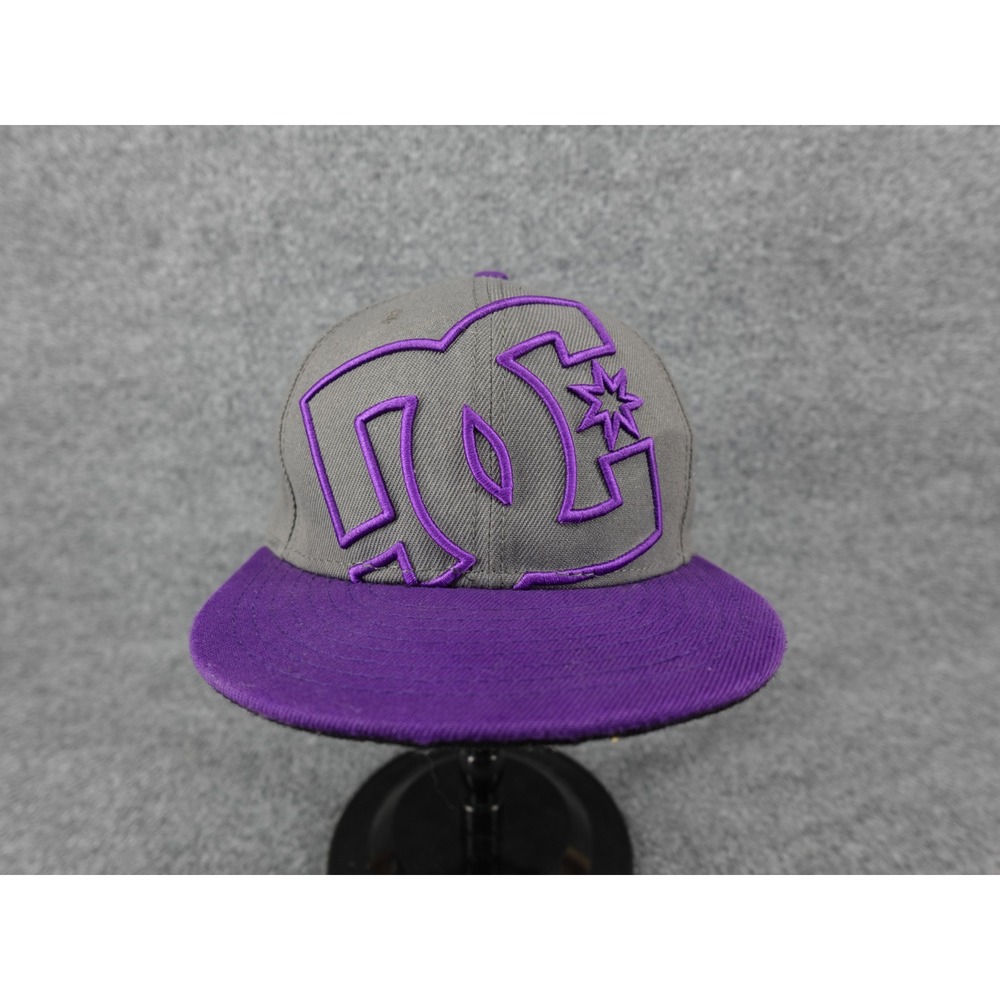 DC Shoes New Era 59FIFTY Snapback Hat Mens Grey Purple Embroidered Logo Cap